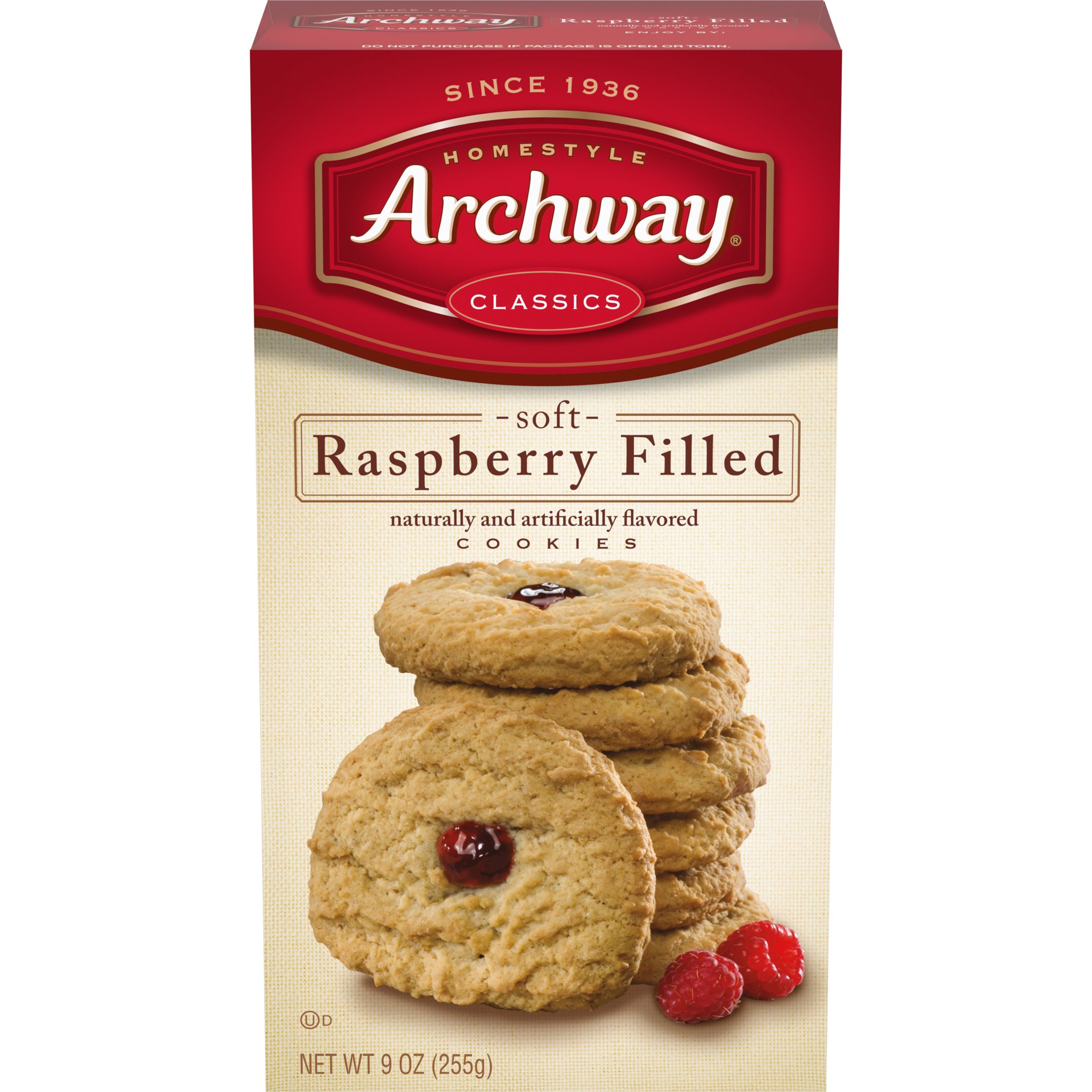 slide 1 of 5, Archway Cookies Classics Soft Raspberry Filled Cookies, 9 oz