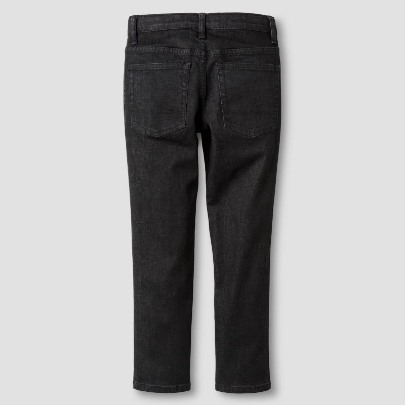 slide 4 of 8, Boys' Stretch Skinny Fit Jeans - Cat & Jack™ Black Wash 4: Mid Rise, Adjustable Waistband, Denim, Machine Washable, 1 ct