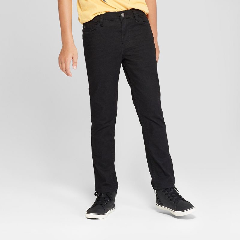 slide 1 of 8, Boys' Stretch Skinny Fit Jeans - Cat & Jack™ Black Wash 10, 1 ct