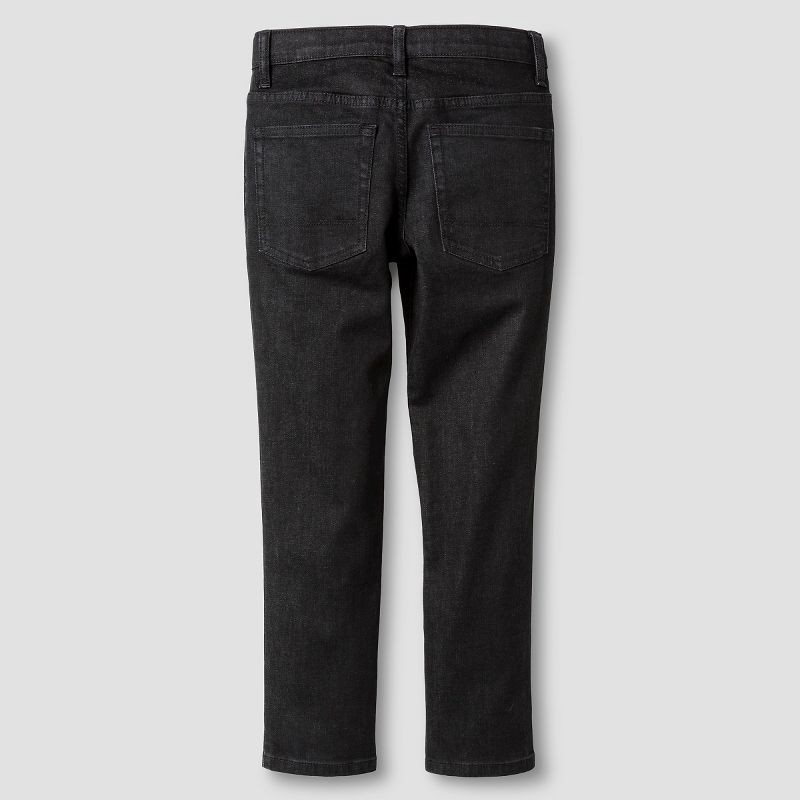 slide 6 of 8, Boys' Stretch Skinny Fit Jeans - Cat & Jack™ Black Wash 14: Denim, Adjustable Waistband, Mid Rise, 1 ct
