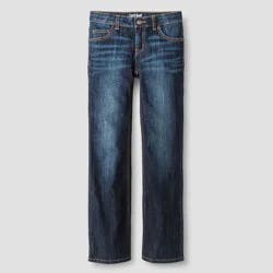Girls' Mid-Rise Bootcut Jeans - Cat & Jack™ Dark Wash 14: Cotton Blend, Adjustable Waistband, Denim, Full Length, Stretch Fabric