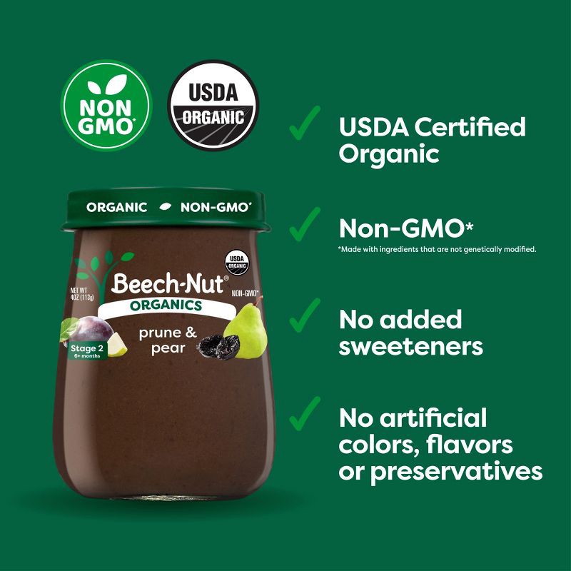 slide 3 of 9, Beech-Nut Non-GMO Organics Prune & Pear Baby Food Jar - 4oz, 4 oz