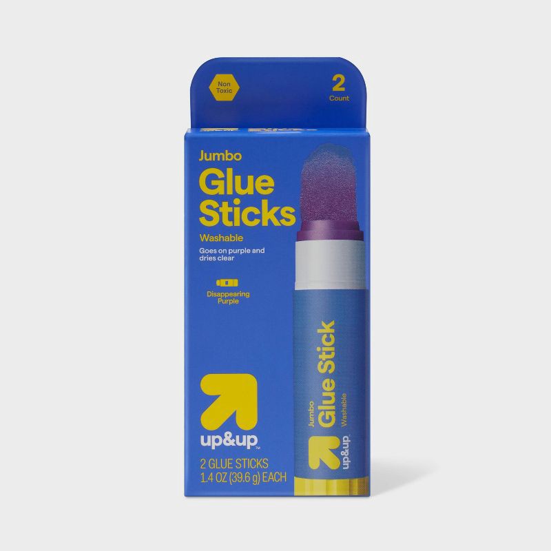 slide 1 of 3, 2ct Jumbo Glue Sticks Disappearing Purple - up&up™, 2 ct
