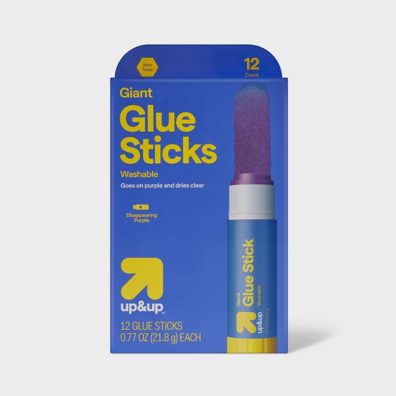 slide 1 of 3, 12ct Giant Glue Sticks Disappearing Purple - up&up™, 12 ct