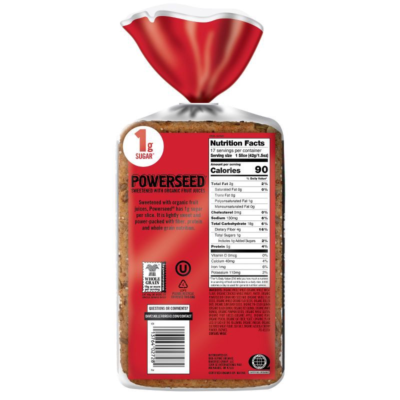 slide 12 of 16, Dave's Killer Bread Organic Powerseed Sandwich Bread - 25oz, 25 oz