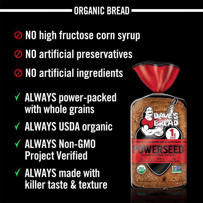 slide 4 of 16, Dave's Killer Bread Organic Powerseed Sandwich Bread - 25oz, 25 oz