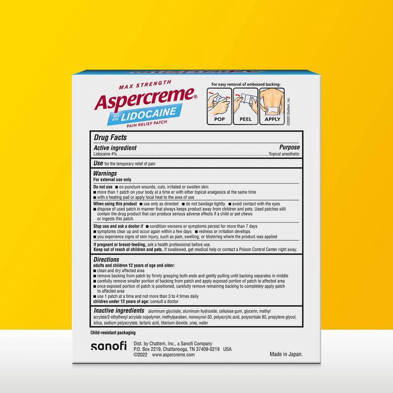 slide 2 of 9, Aspercreme 4% Lidocaine Odor Free Pain Relief Patch - 5ct, 5 ct