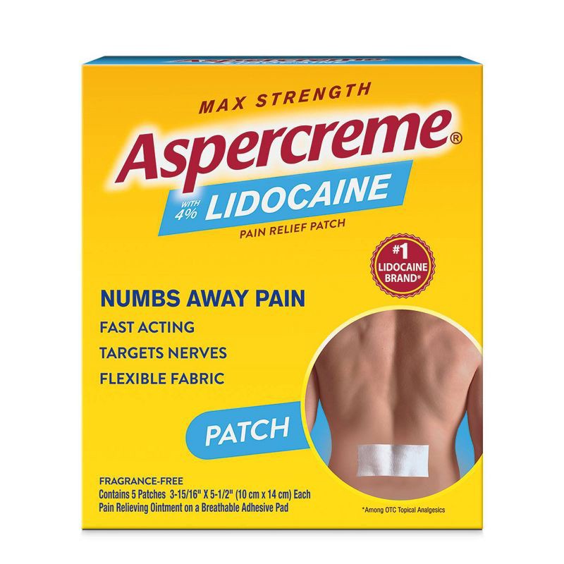 slide 1 of 9, Aspercreme 4% Lidocaine Odor Free Pain Relief Patch - 5ct, 5 ct