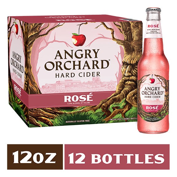 slide 1 of 8, Angry Orchard Rosé Hard Apple Cider, Spiked (12 fl. oz. Bottle, 12pk.), 12 ct; 12 fl oz