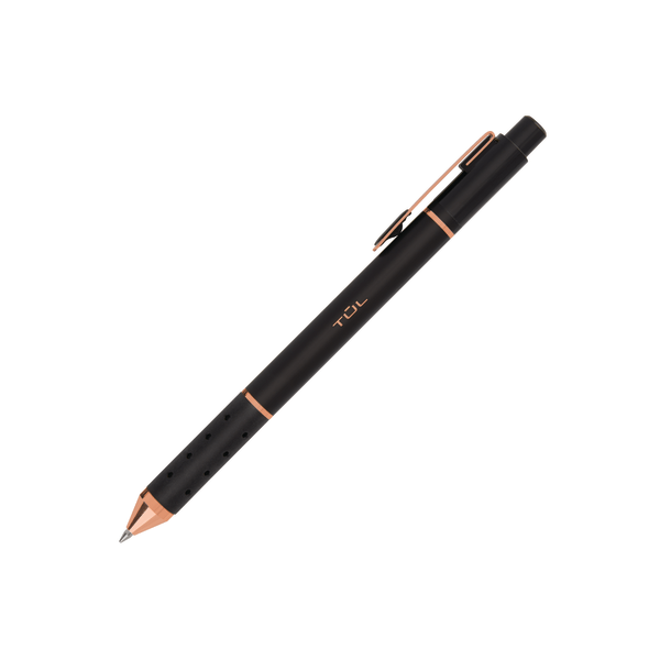 slide 6 of 6, TUL Element Retractable Ballpoint Pens, Medium Point, Black Barrel/Assorted Metal Accents, Black Ink, 4 ct; 1 mm