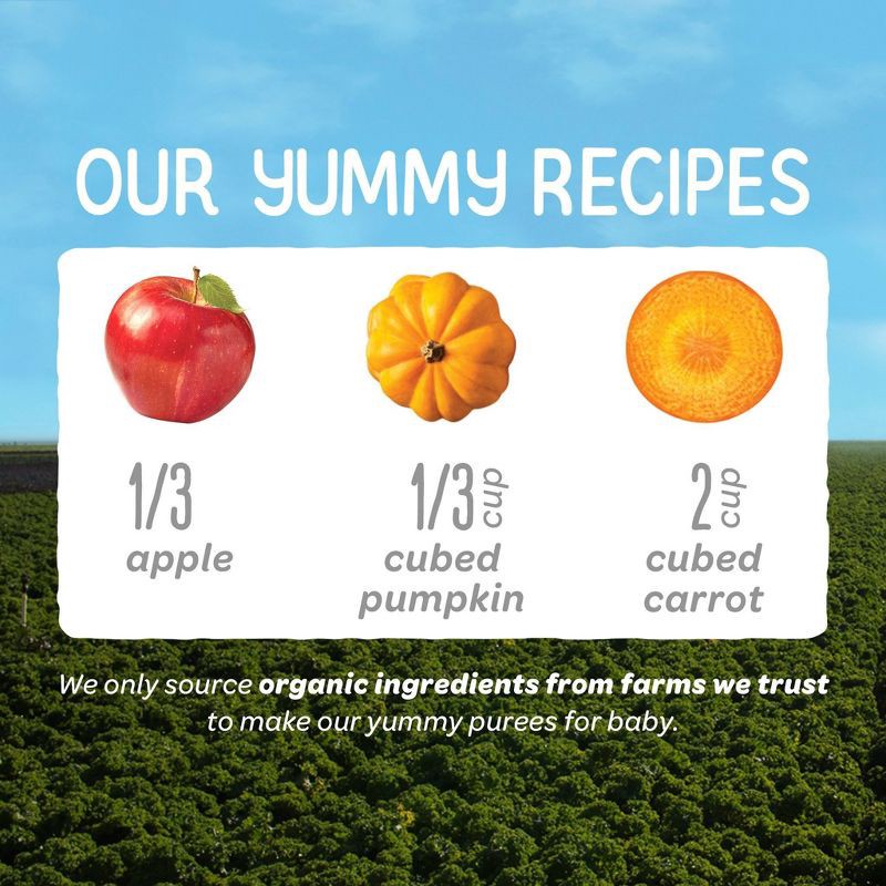 slide 3 of 9, Happy Baby Organic Apples, Pumpkin & Carrots Baby Food Pouch - 4oz, 4 oz