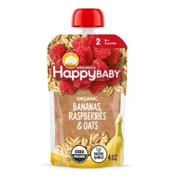 Happy Baby Organics Clearly Crafted Stage 2 Bananas, Raspberries &amp; Oats - 4oz