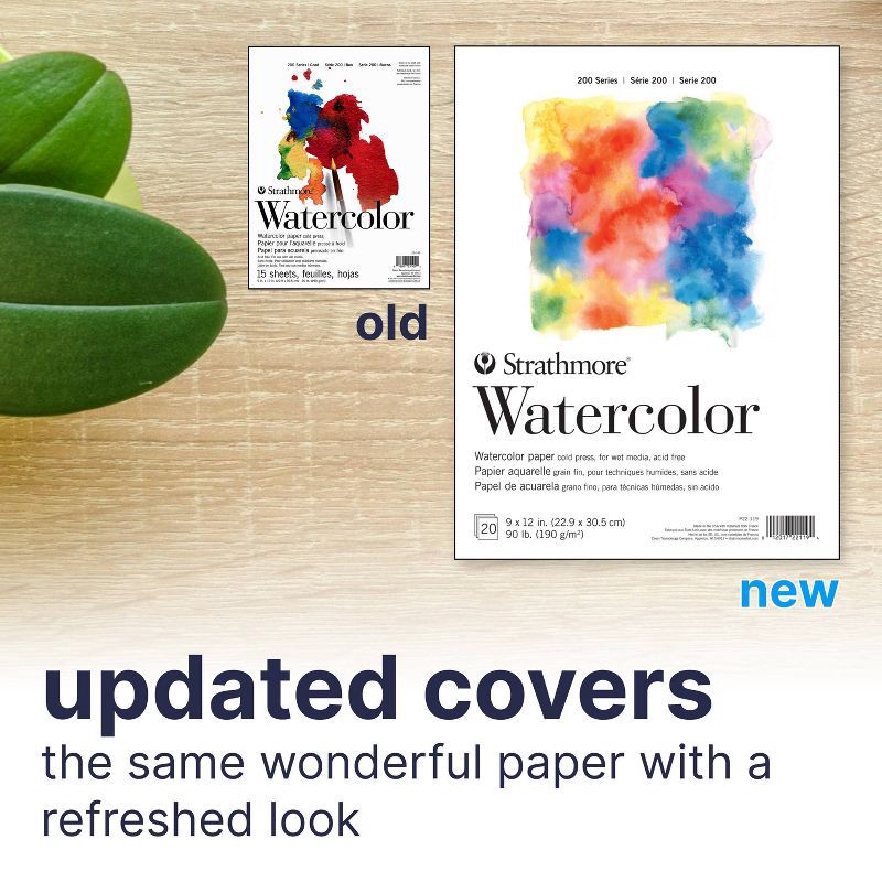 slide 3 of 5, 9"x12" Watercolor Paper Pad 20 Sheets - Strathmore: Sketch & Drawing Pad, Matte Finish, Top Bound, 90 lb, White, 20 sheets, 90 lb