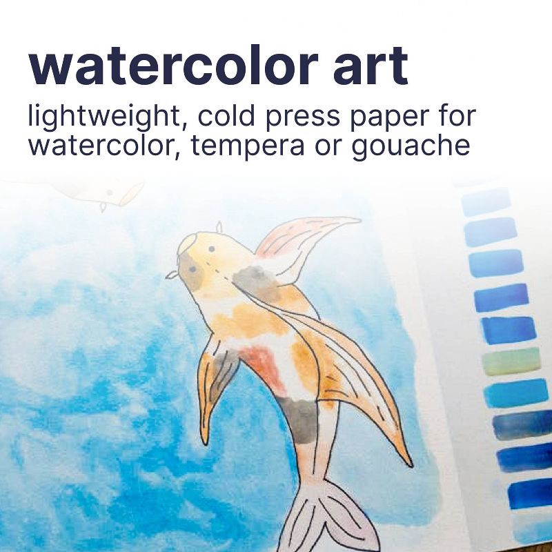 slide 4 of 5, 9"x12" Watercolor Paper Pad 20 Sheets - Strathmore: Sketch & Drawing Pad, Matte Finish, Top Bound, 90 lb, White, 20 sheets, 90 lb