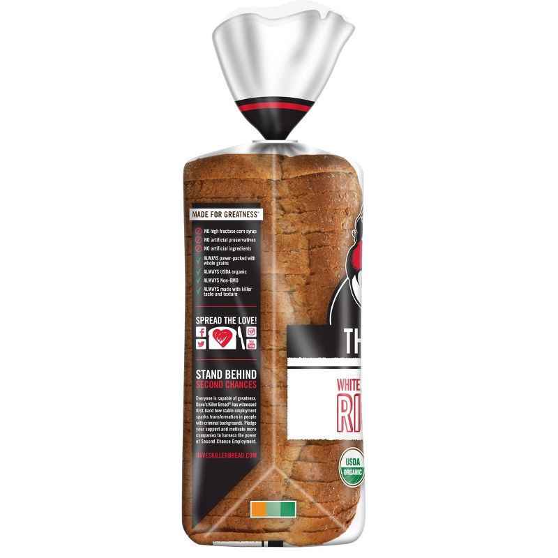 slide 6 of 8, Dave's Killer Bread Organic White Bread Done Right - 24oz, 24 oz