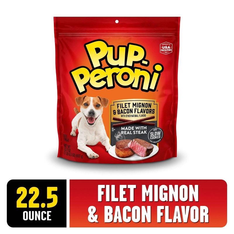 slide 3 of 7, Pup-Peroni Filet Mignon, Beef & Bacon Flavor Chewy Dog Treats - 22.5oz, 22.5 oz