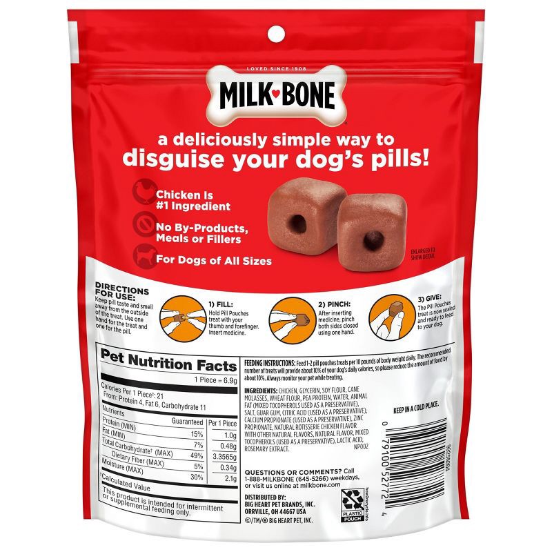 slide 2 of 8, Milk-Bone Chewy Dog Treats Bone Pill Pouches Chicken Flavor 6oz, 6 oz