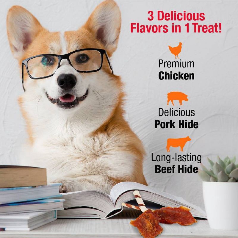 slide 5 of 12, Good 'n' Fun Triple Flavor Wings Rawhide Beef, Chicken and Pork Flavor Dog Treats - 4oz, 4 oz