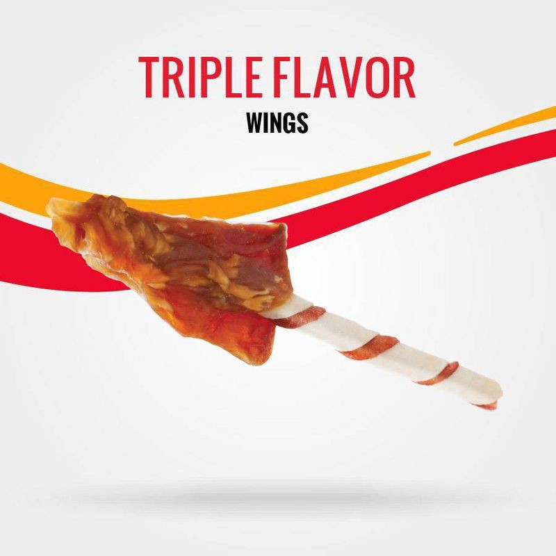 slide 10 of 10, Good 'n' Fun Triple Flavor Wings Rawhide Beef, Chicken and Pork Flavor Dog Treats - 4oz, 4 oz