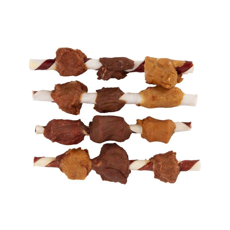 slide 3 of 11, Good 'n' Fun Triple Flavor Pork, Beef and Chicken Kabobs Long Lasting Rawhide Dog Treats - 4oz, 4 oz