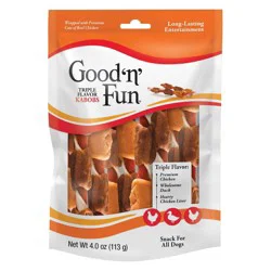 Good 'n' Fun Triple Flavor Pork, Beef and Chicken Kabobs Long Lasting Rawhide Dog Treats - 4oz