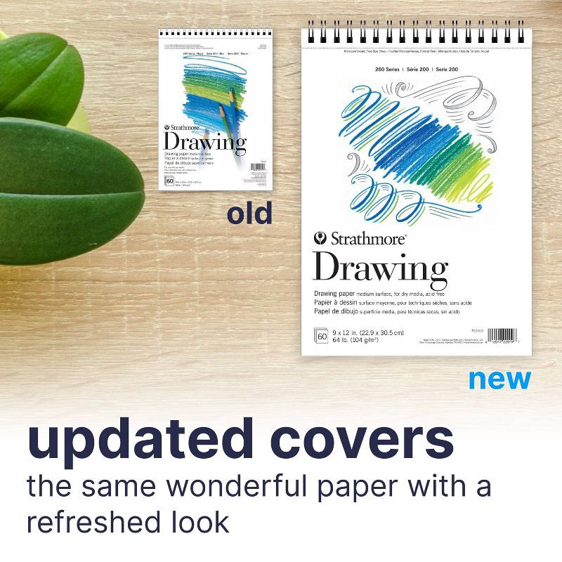 slide 3 of 5, Strathmore Drawing Pad 9"x12" 60 Sheet: Sketchbook for Drawing, Kids Art, Matte Finish, 64 lb White Paper, 60 sheets, 64 lb