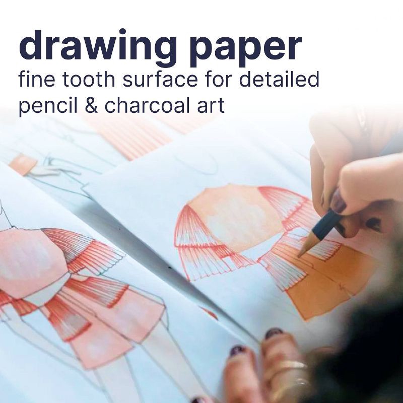 slide 4 of 5, Strathmore Drawing Pad 9"x12" 60 Sheet: Sketchbook for Drawing, Kids Art, Matte Finish, 64 lb White Paper, 60 sheets, 64 lb