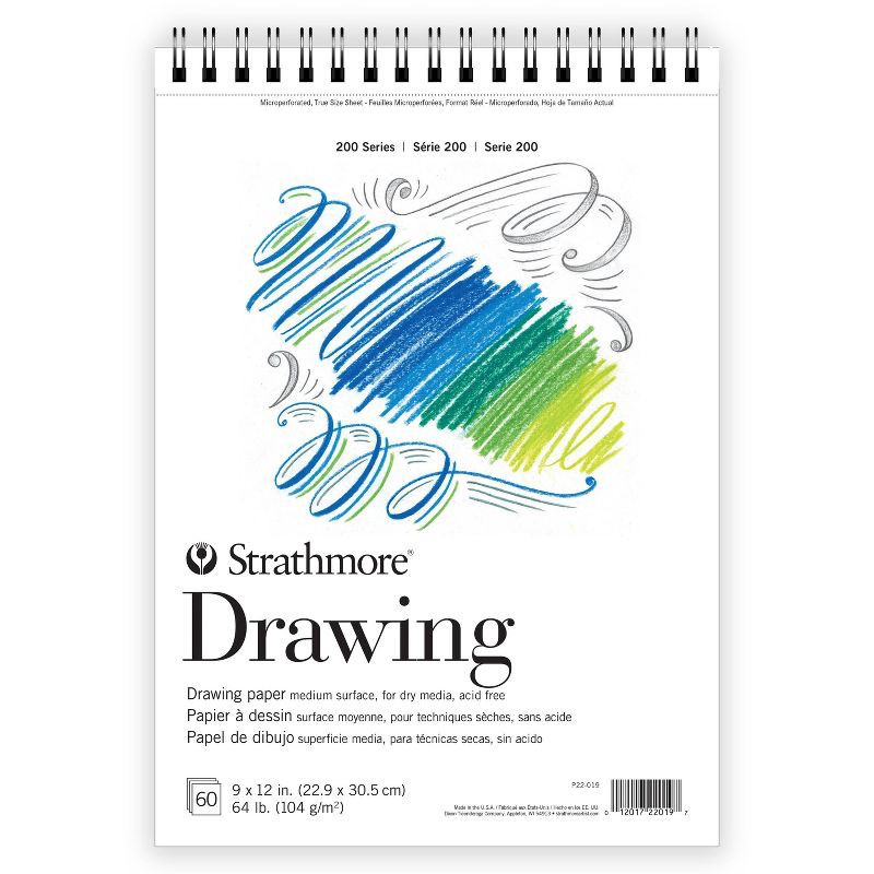 slide 1 of 5, Strathmore Drawing Pad 9"x12" 60 Sheet: Sketchbook for Drawing, Kids Art, Matte Finish, 64 lb White Paper, 60 sheets, 64 lb