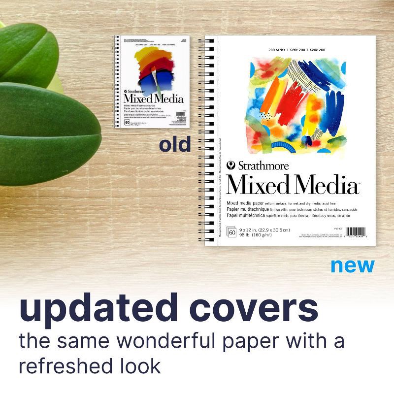 slide 3 of 5, Strathmore Mixed Media Pad 9"x12" 60 Sheet: Uncoated Sketchbook for Art & Design, White, 98 lb Paper, 60 sheets, 98 lb