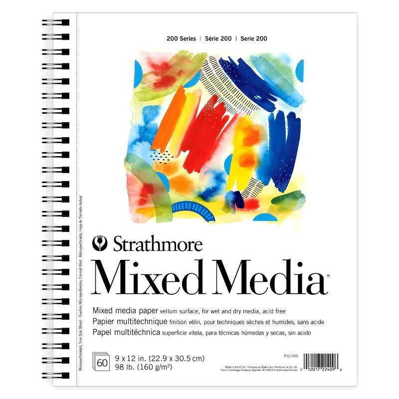 slide 1 of 5, Strathmore Mixed Media Pad 9"x12" 60 Sheet: Uncoated Sketchbook for Art & Design, White, 98 lb Paper, 60 sheets, 98 lb