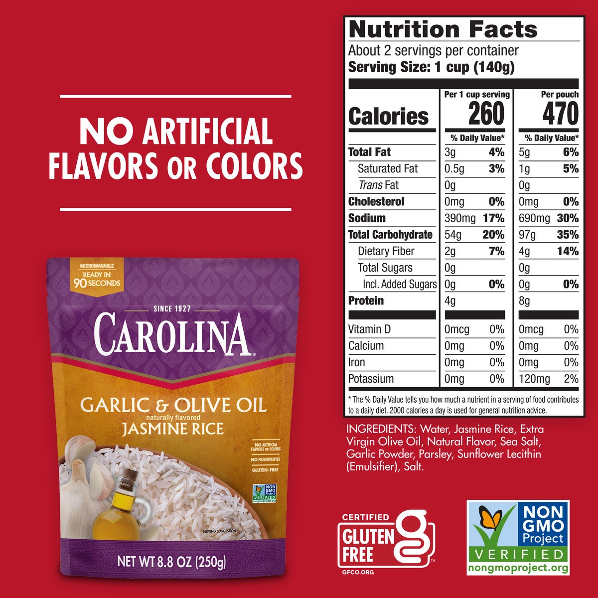 slide 2 of 6, Carolina Jasmine Rice, Garlic & Olive Oil, 8.8 oz