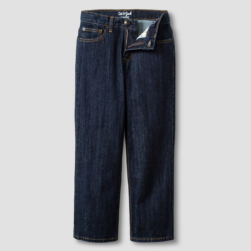 slide 3 of 3, Boys' Relaxed Straight Fit Jeans - Cat & Jack™ Dark Blue 5, 1 ct