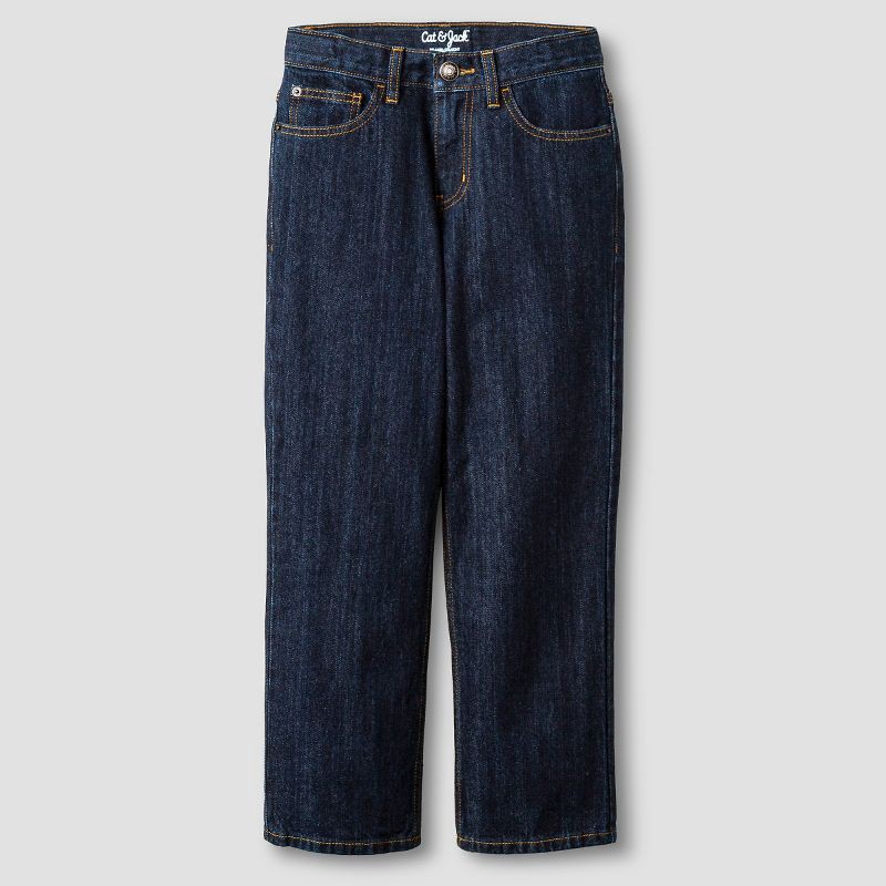 slide 1 of 3, Boys' Relaxed Straight Fit Jeans - Cat & Jack™ Dark Blue 5, 1 ct