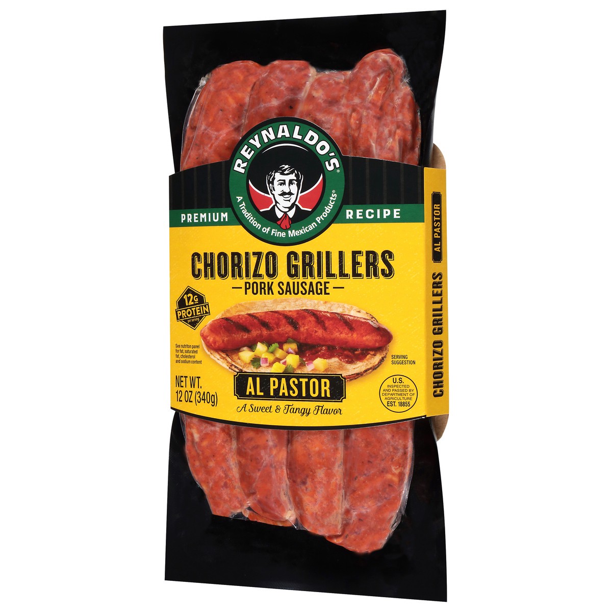 slide 3 of 4, Reynaldo's Premium Recipe Chorizo Grillers Al Pastor Pork Sausage 12 oz, 12 oz