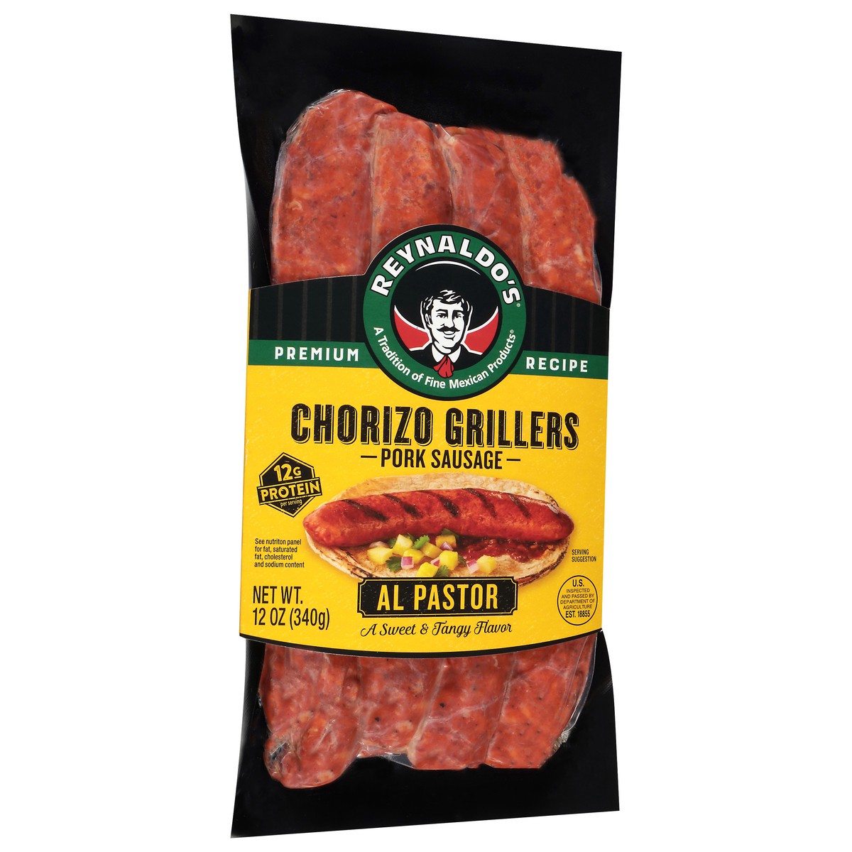 slide 2 of 4, Reynaldo's Premium Recipe Chorizo Grillers Al Pastor Pork Sausage 12 oz, 12 oz