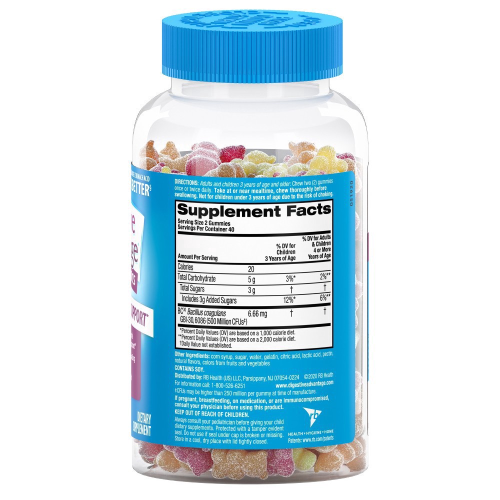 slide 6 of 7, Digestive Advantage Probiotic Gummies - Fruit Flavors - 80ct, 80 cnt