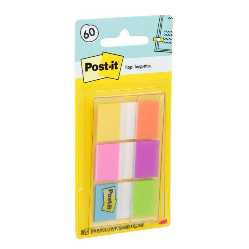 slide 2 of 10, Post-it 60ct .47" Wide Flags with On-the-Go Dispenser - Electric Glow Collection, 60 ct