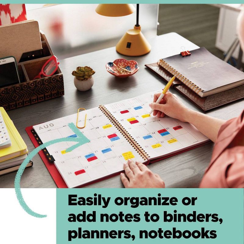 slide 4 of 11, Post-it 60ct .47" Wide Flags with On-the-Go Dispenser - Electric Glow Collection: Multicolor Office Supplies, Removable File Tabs, 60 ct