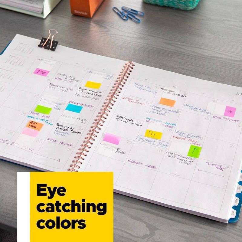 slide 7 of 11, Post-it 60ct .47" Wide Flags with On-the-Go Dispenser - Electric Glow Collection: Multicolor Office Supplies, Removable File Tabs, 60 ct