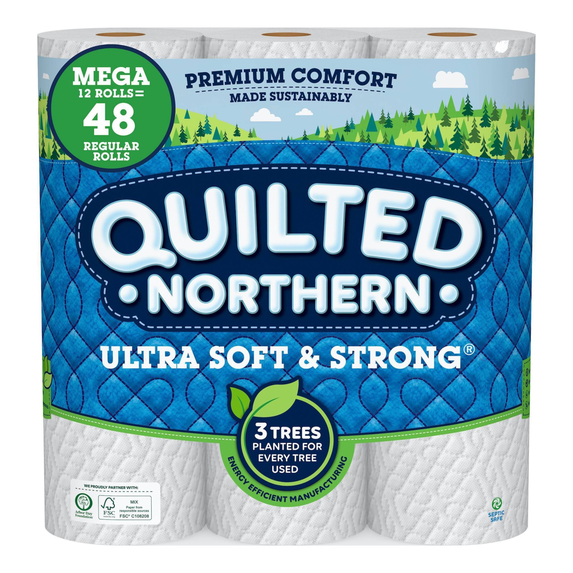 slide 1 of 3, Quilted Northern Ultra Soft & Strong Toilet Paper - 12 Mega Rolls, 1 ct