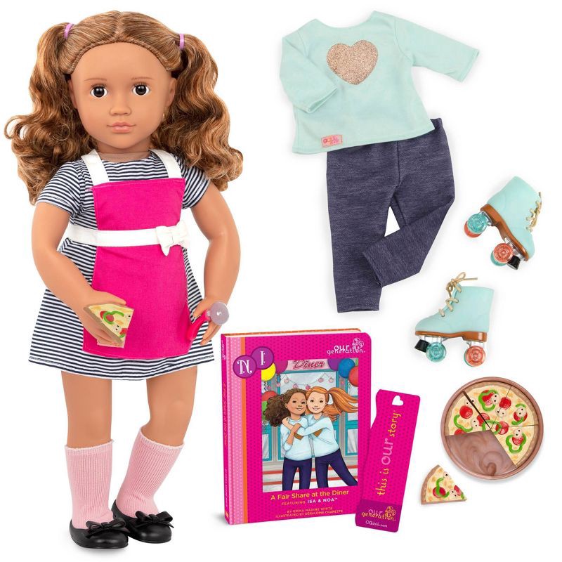 slide 1 of 5, Our Generation Isa with Storybook & Outfit 18" Posable Cooking Doll, 1 ct