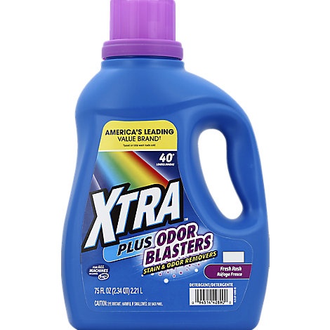 slide 1 of 1, Xtra Detergent Plus Odor Blaster Fresh Rush Jug, 75 fl oz