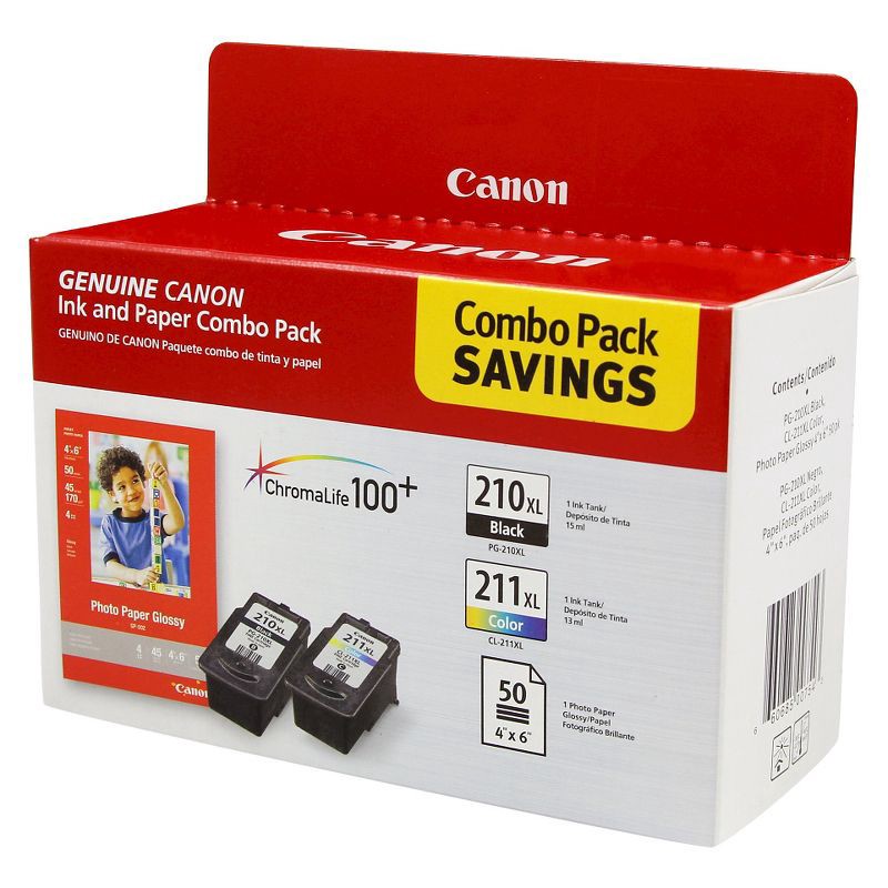 slide 2 of 4, Canon 210XL Black, 211XL Tri-color 2pk Ink Cartridges - Black, Tri-color (29738004), 2 ct