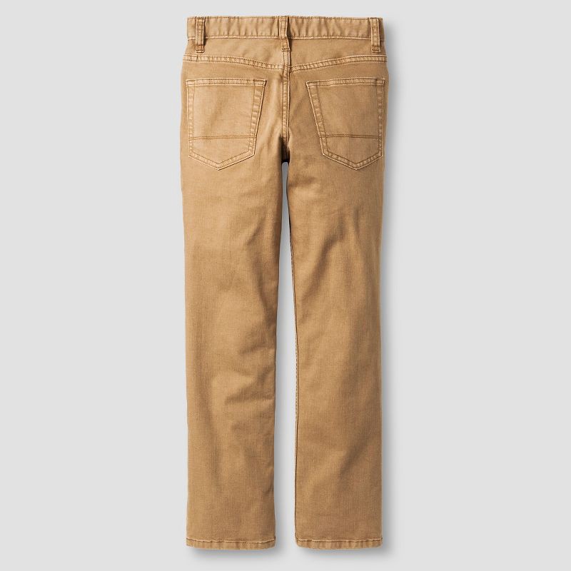 slide 4 of 5, Boys' Stretch Straight Fit Jeans - Cat & Jack™ Khaki Wash 5: Adjustable Waistband, Mid Rise Denim, 1 ct