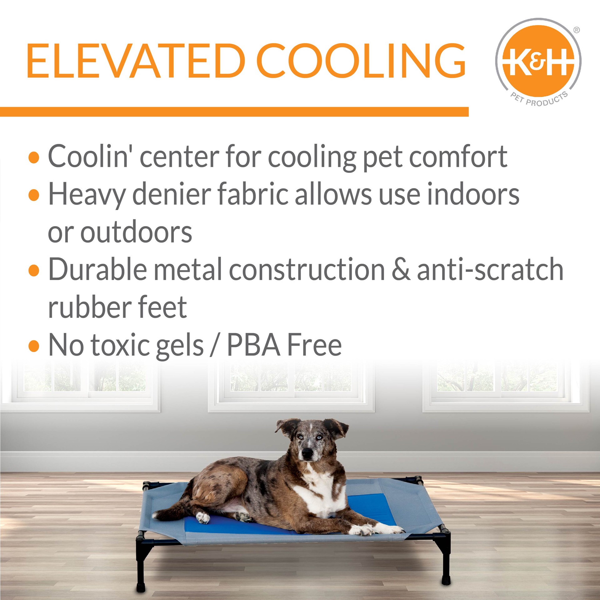 slide 9 of 10, K & H K&H Pet Products Coolin' Pet Cot Elevated Pet Bed Gray/Blue Large 30 X 42 X 7 Inches, 30 in