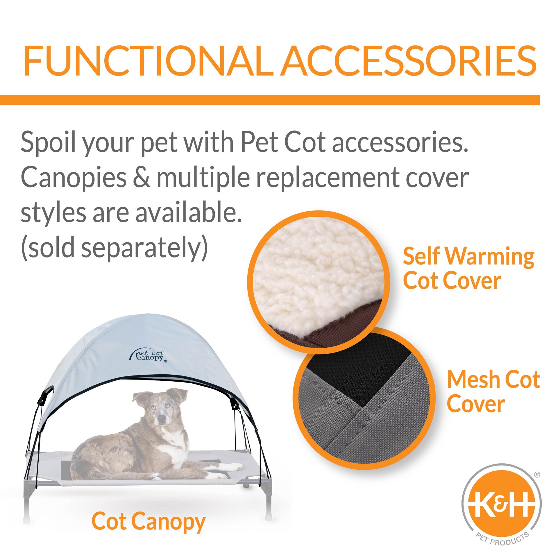 slide 6 of 10, K & H K&H Pet Products Coolin' Pet Cot Elevated Pet Bed Gray/Blue Large 30 X 42 X 7 Inches, 30 in