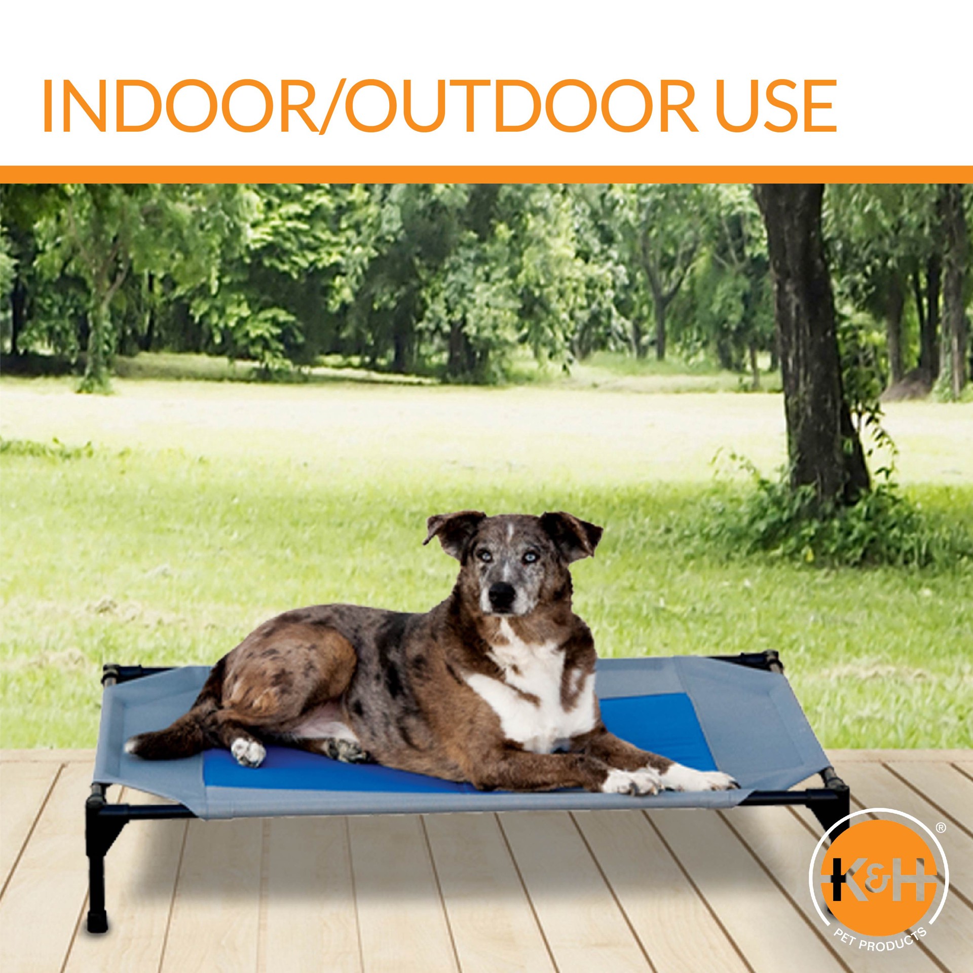 slide 10 of 10, K & H K&H Pet Products Coolin' Pet Cot Elevated Pet Bed Gray/Blue Large 30 X 42 X 7 Inches, 30 in