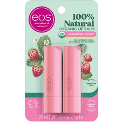 eos 100% Natural & Organic Strawberry Sorbet Lip Balm - 0.28oz/2pk