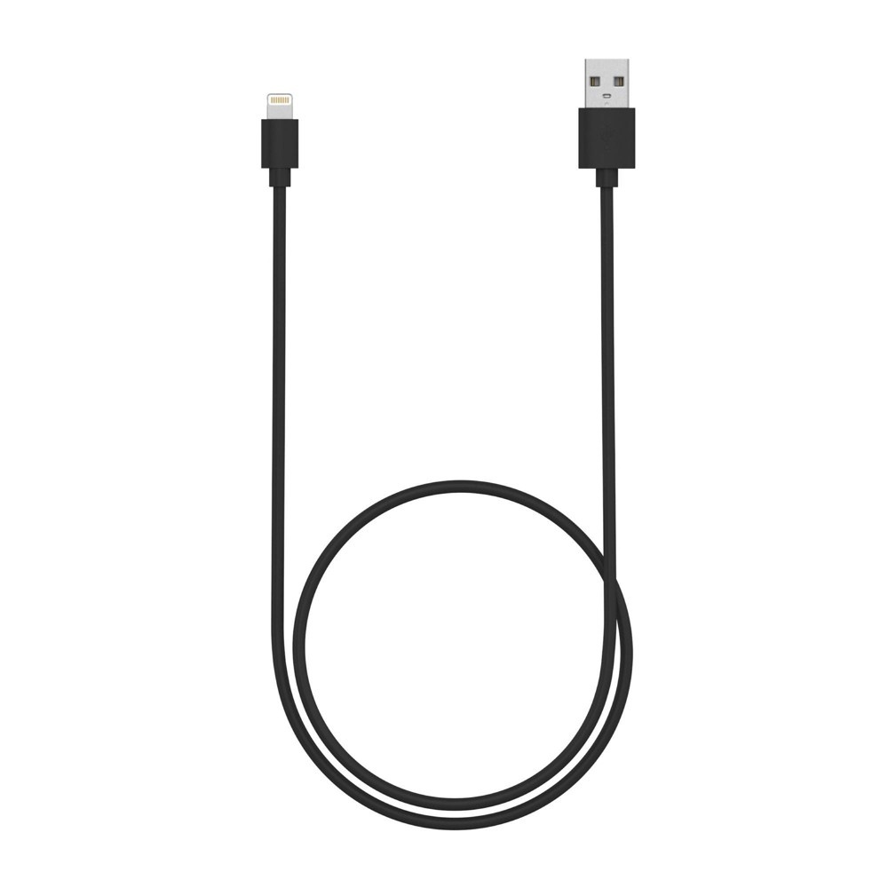 slide 4 of 8, Just Wireless 3' TPU Lightning to USB-A Cable - Black, 1 ct