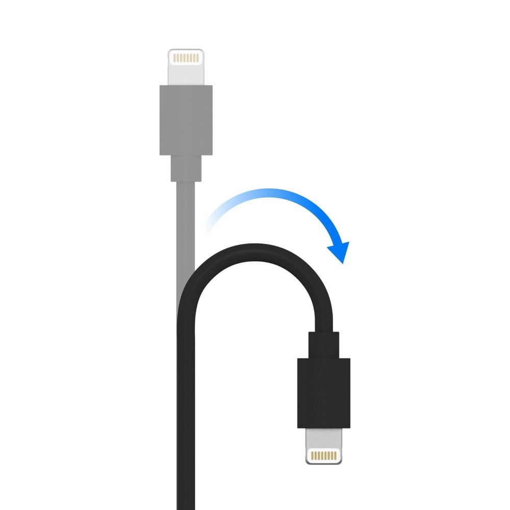 slide 6 of 8, Just Wireless 3' TPU Lightning to USB-A Cable - Black, 1 ct